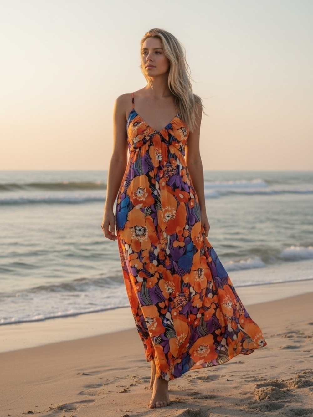 Rebecca Taylor Silk and Cotton blend Floral Maxi Dress Coastal Vacation Resort